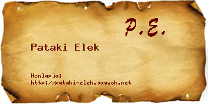 Pataki Elek névjegykártya